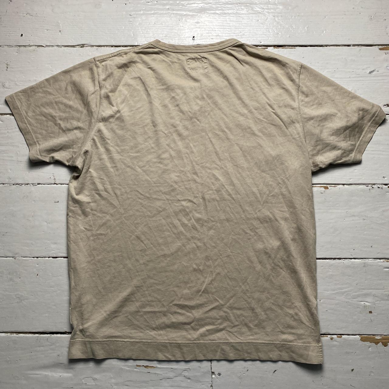 Evisu Vintage Tan and Blue Buddha Daicock Swoosh T Shirt