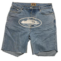 Corteiz Denim Genes Cut Down Jort Jean Shorts (W 36)