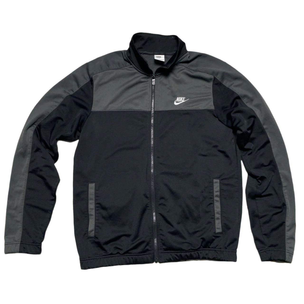 Nike Black Grey and White Tracksuit Jacket (M)