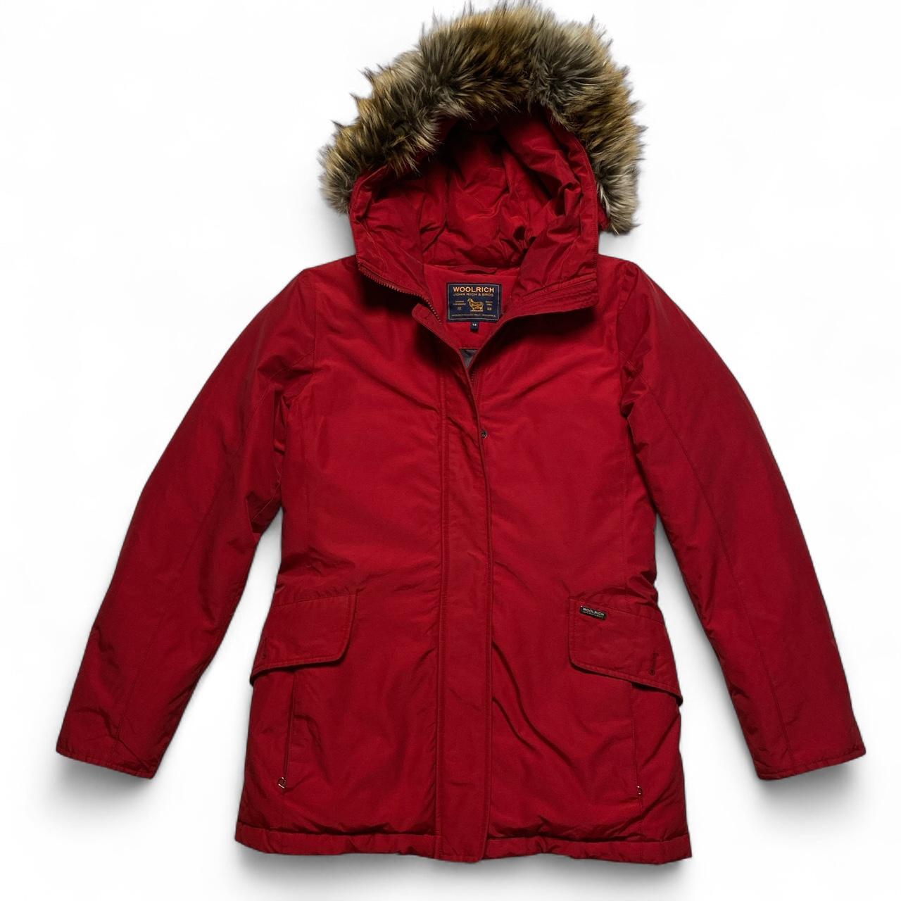 Woolrich Red Womens Fur Trim Parka Coat