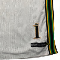 And1 Vintage y2k Kingston Jamaica Basketball Vest Jersey White Black Yellow and Green (XL)