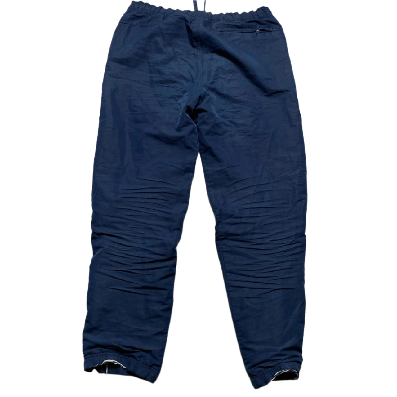 Nike Vintage y2k Navy and White Swoosg Shell Trackpant Baggy Bottoms (L)