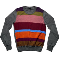 Dolce and Gabbana Stripe Multi Colour Grey Jumper (M)