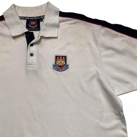 West Ham United Vintage White and Navy Polo Shirt (L)