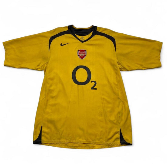 Arsenal O2 Vintage 2005 2006 Yellow and Grey Football Jersey