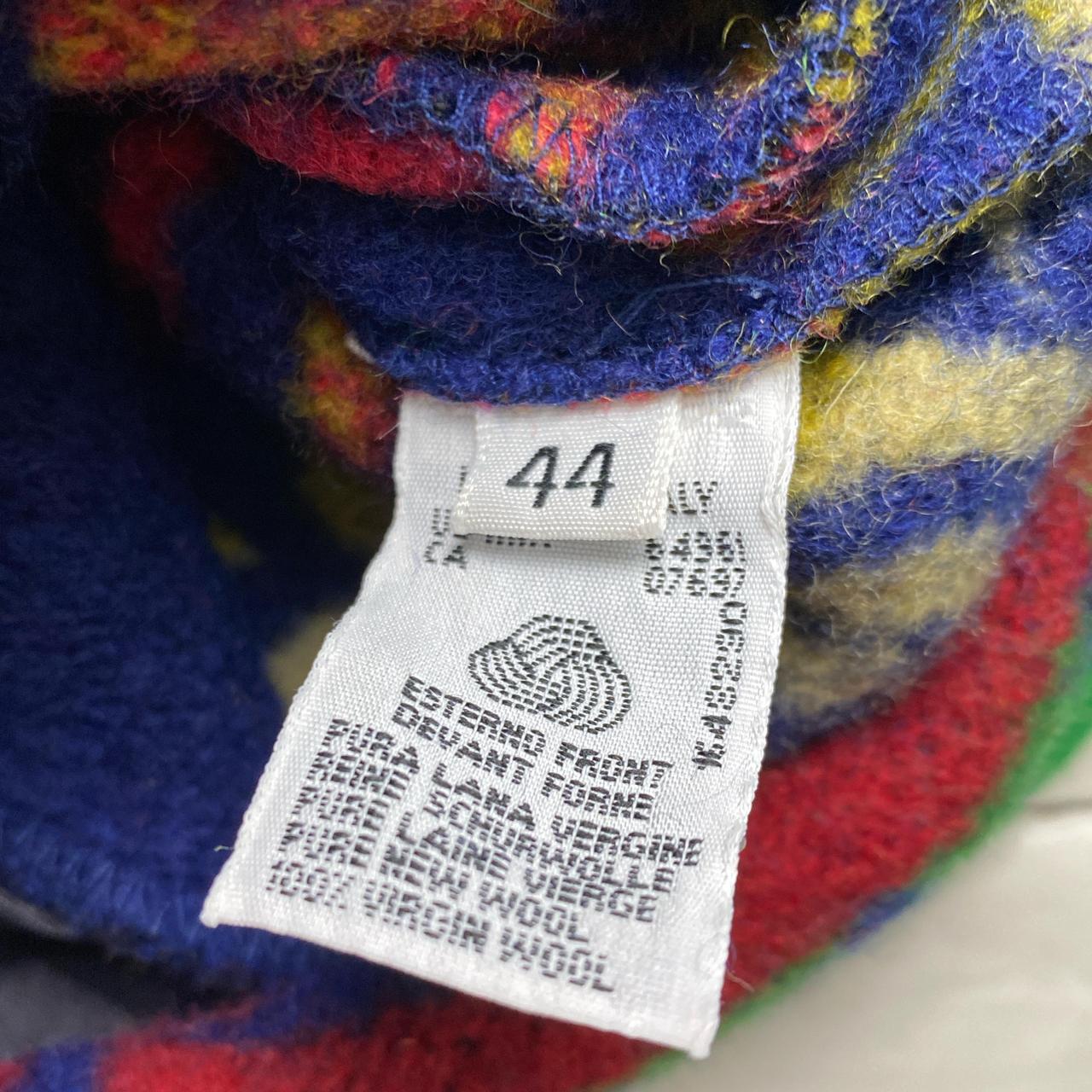 United Colours of Benetton Vintage Wool Floral Multi Colour Rug Design Hooded Fur Trim Parka