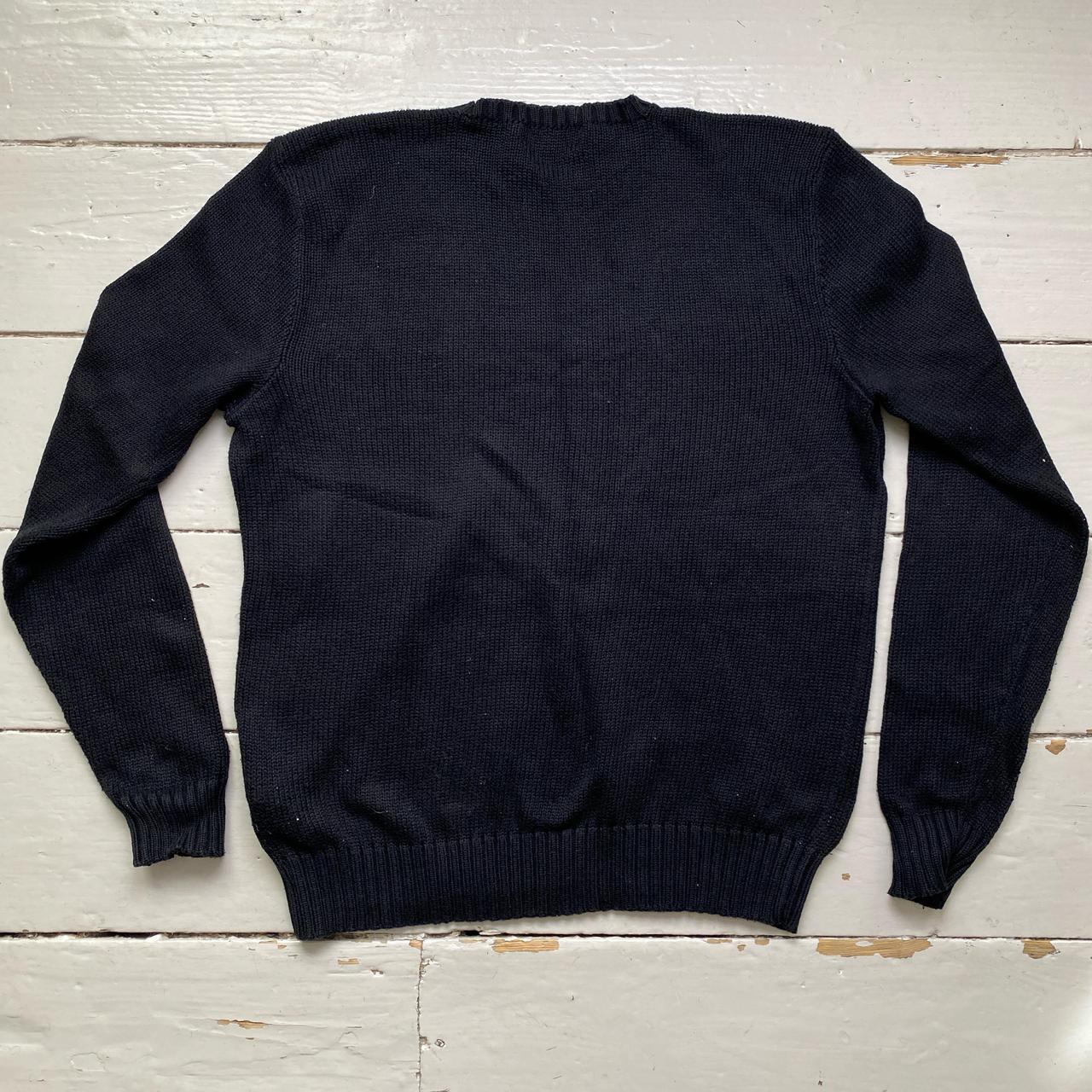 Polo Ralph Lauren Black and Red Knit Jumper (M)