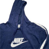 Nike Navy and White Big Swoosh Vintage y2k Hoodie (S)