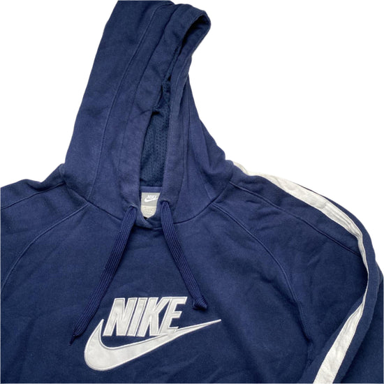 Nike Navy and White Big Swoosh Vintage y2k Hoodie (S)