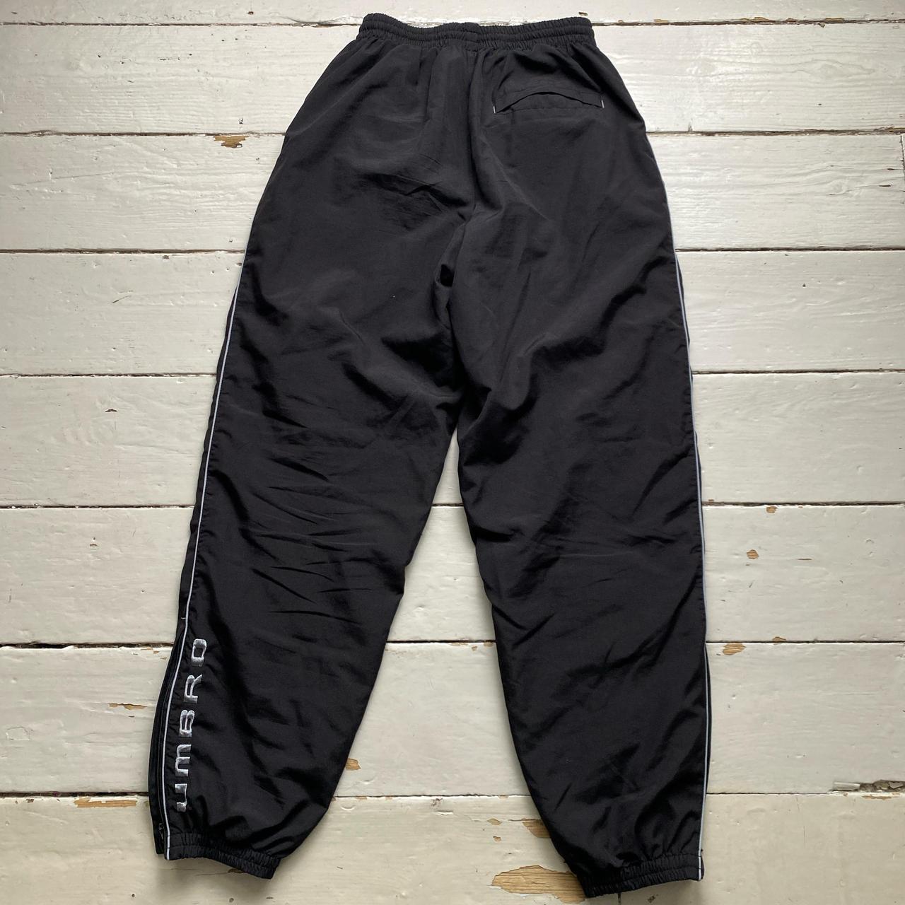 Umbro Vintage Black and Grey Spellout Shell Trackpant Bottoms