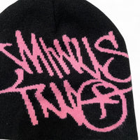 Minus Two Black and Pink Beanie Hat