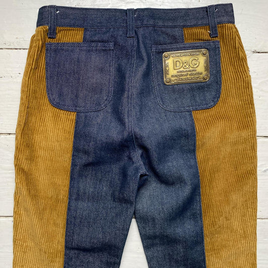 Dolce and Gabbana D&G Vintage Denim and Corduroy Split Jeans