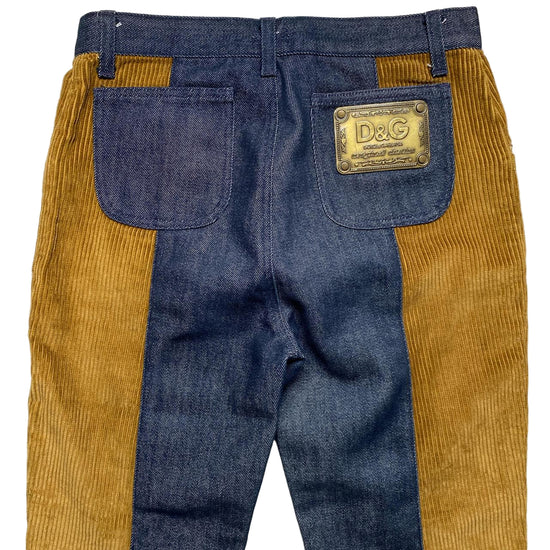 Dolce and Gabbana D&G Vintage Denim and Corduroy Split Jeans (27W)