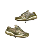 Prada Americas Cup Vintage Khaki Patent and Grey Low Trainers (UK 5.5)