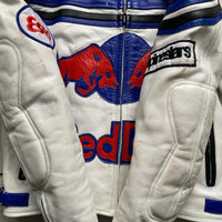 Redbull Vintage Leather Biker Motorcycle Bomber Jacket (XS)