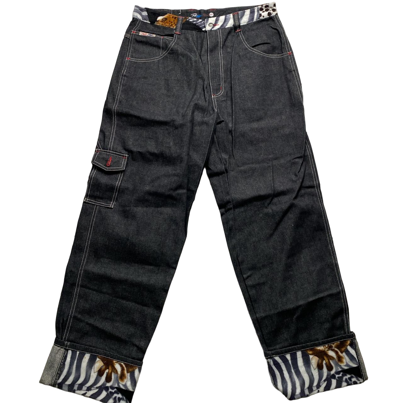 Raw Blue Full Denim Giraffe and Zebra Wildlife Jeans Set (L)