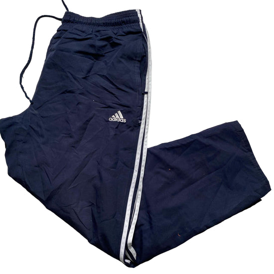 Adidas Navy and White Stripe Shell Baggy Trackpant Bottoms (36W)