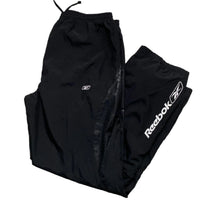 Reebok Black and White Shell Trackpant Baggy Nylon Bottoms (M)