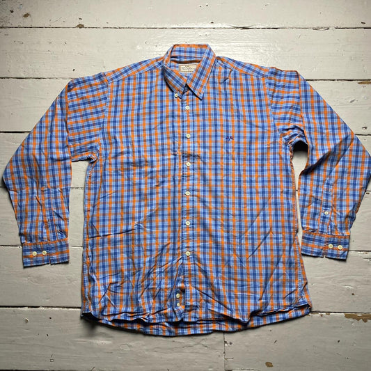 Thomas Burberry Vintage Plaid Blue and Orange Shirt