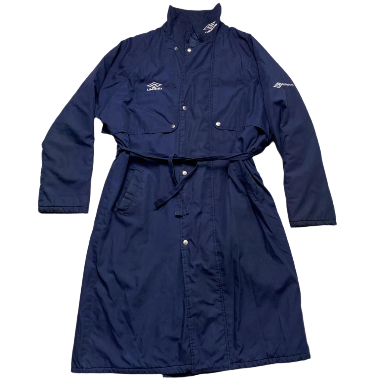 Umbro Vintage 90’s Football Trench Long Coat Navy and White (L)