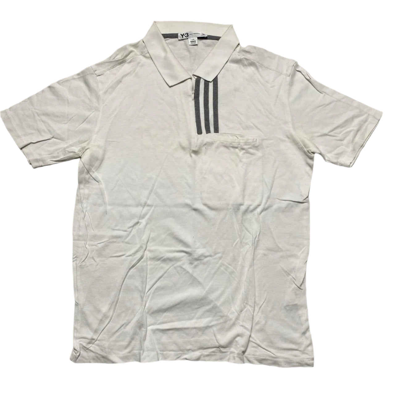 Y-3 Adidas Yohji Yamamoto White and Grey Polo (L)