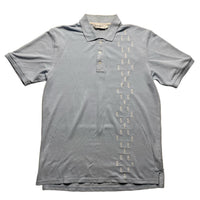 Yves Saint Laurent Vintage Light Blue and White Multi YSL Logo Polo Shirt (M)