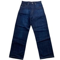 Criminal Damage Baggy Carpenter Graffiti Navy and Cream Embroidery Jeans (34W)
