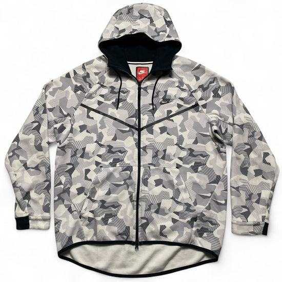Nike White and Grey Camouflage Tech Fleece Hoodie (XL)