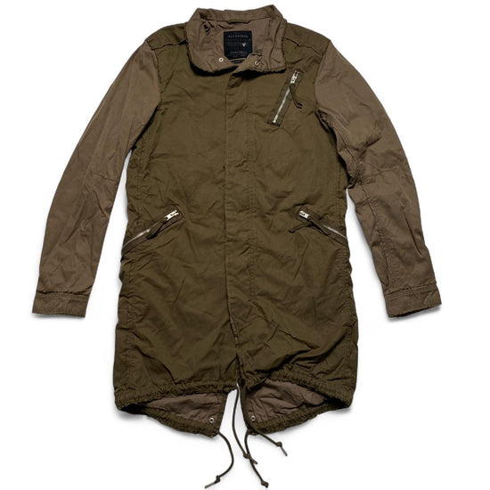 All Saints Military Distressed Womens Khaki Brown Jacket (XS)