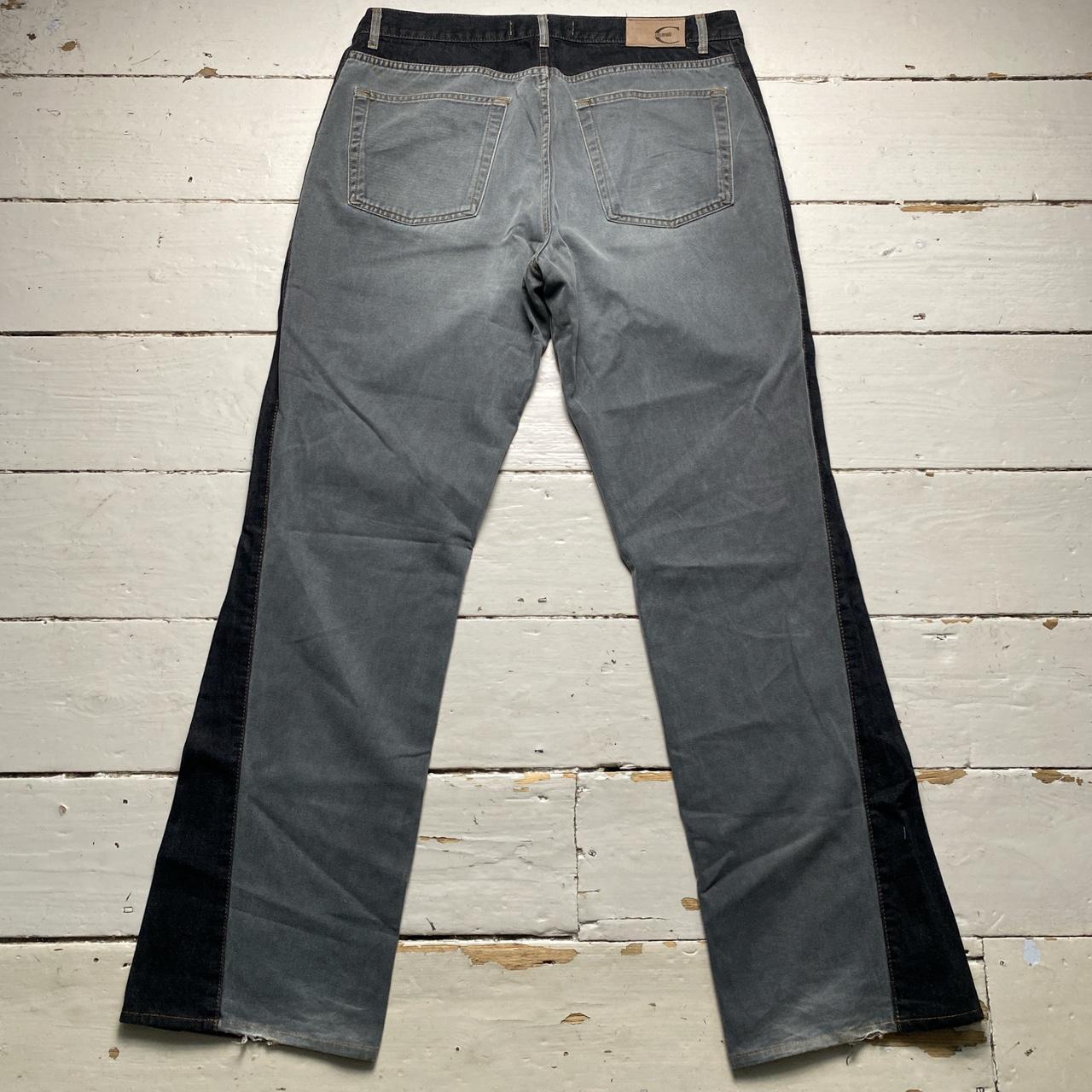 Just Cavalli Vintage Mens Two Tone Grey and Black Baggy Flare Jeans