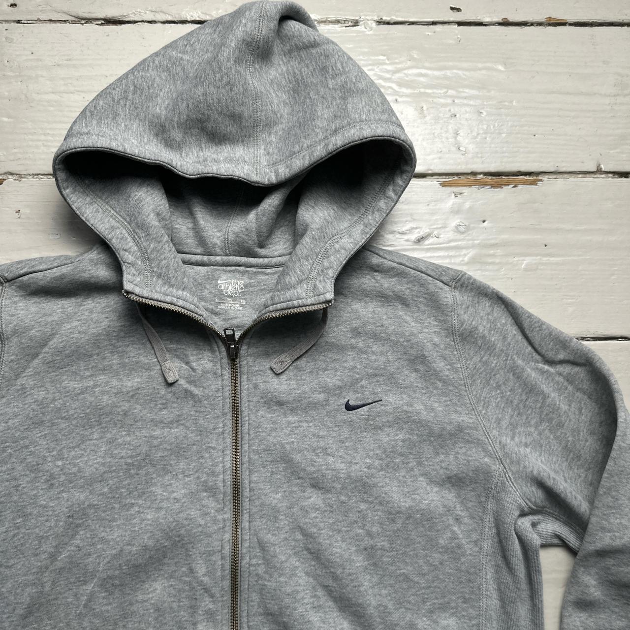 Nike Grey and Navy Swoosh Athletic Department Hoodie