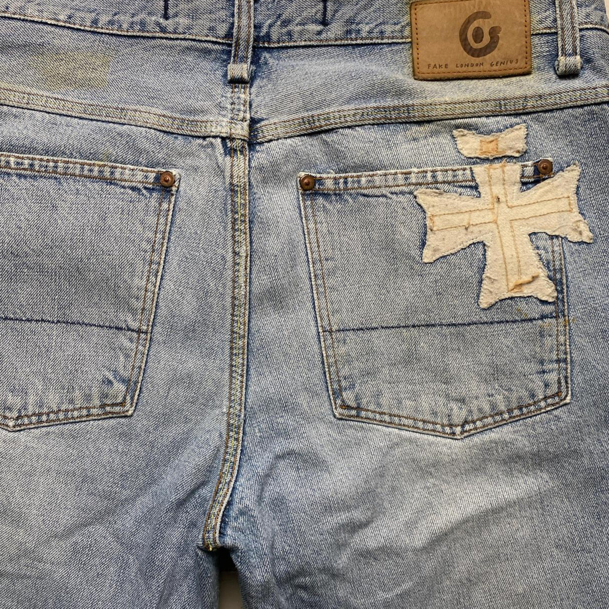 Fake London Genius Light Blue Baggy Jorts Jean Shorts (34W)