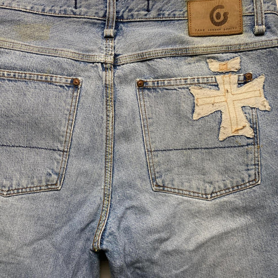 Fake London Genius Light Blue Baggy Jorts Jean Shorts (34W)
