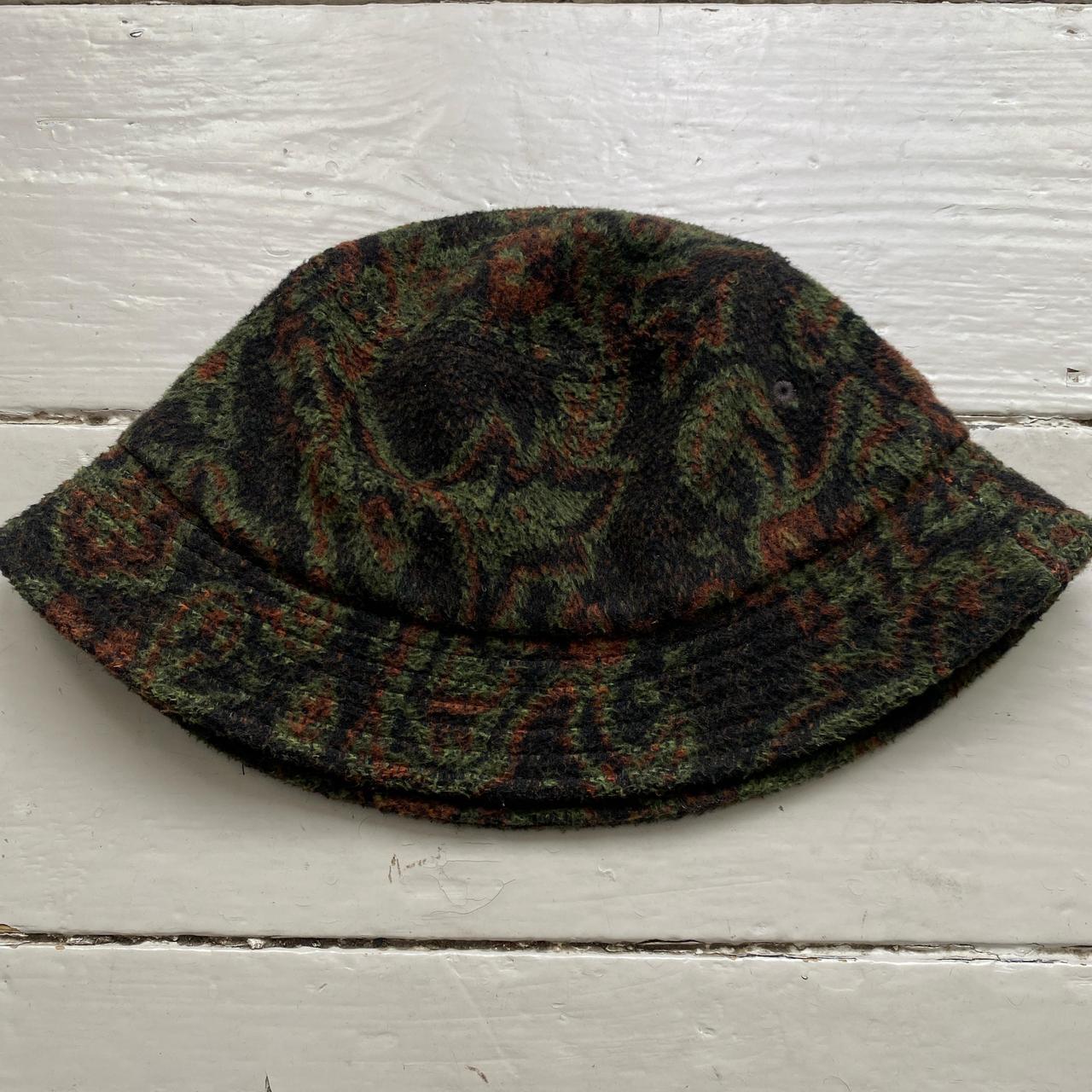 Stussy Fleece Camouflage Green and Brown Bucket Hat