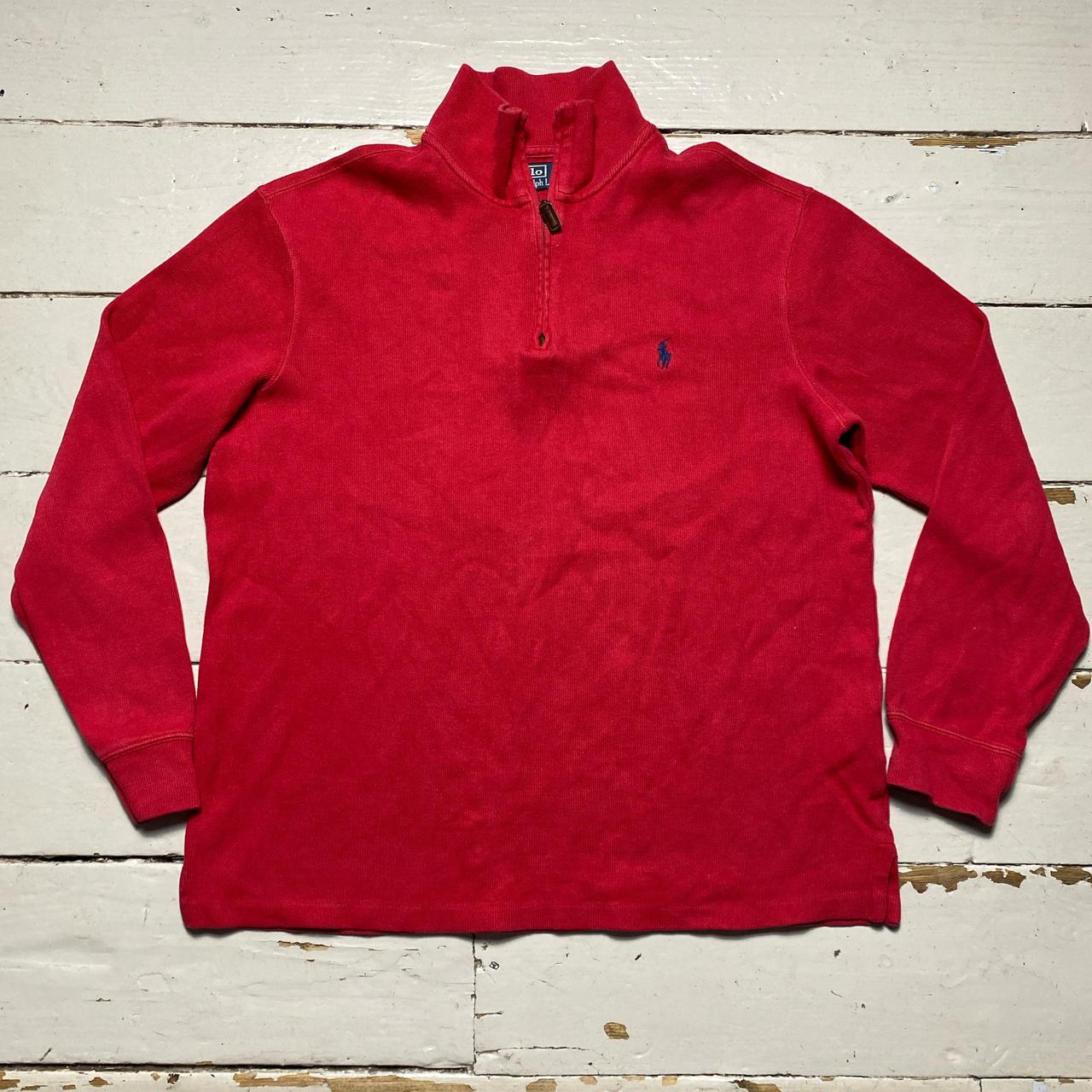 Polo Ralph Lauren Red and Navy Pony Quarter Zip Jumper