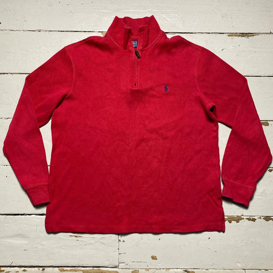 Polo Ralph Lauren Red and Navy Pony Quarter Zip Jumper