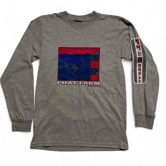 Phat Farm Vintage 90’s Grey Red and Blue Long Sleeve T Shirt (M)