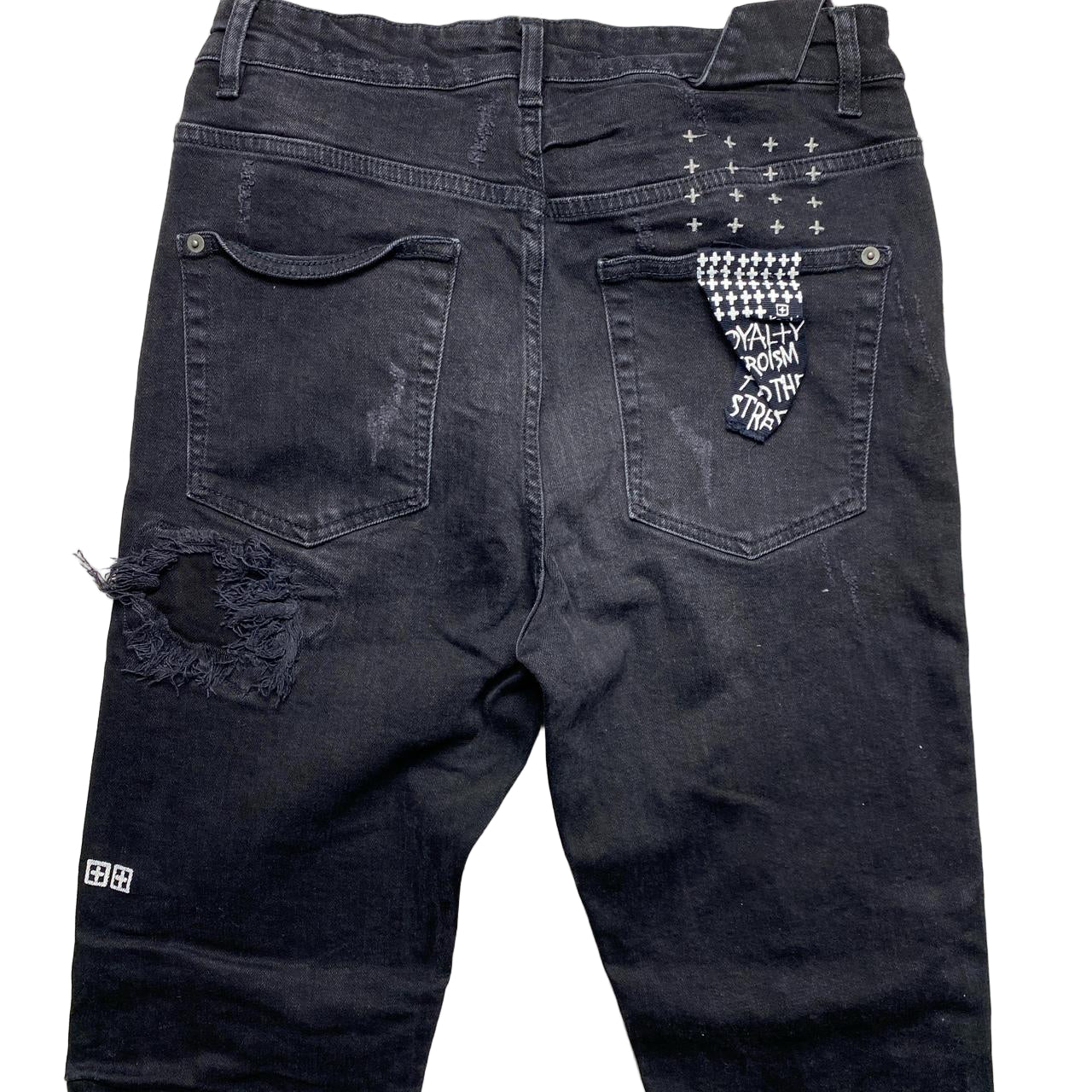 Ksubi Black and White Slim Distressed Jeans (30W)