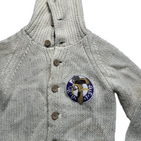 Evisu Vintage Wool Cream Button Up Embroidery Heron Jumper (L)