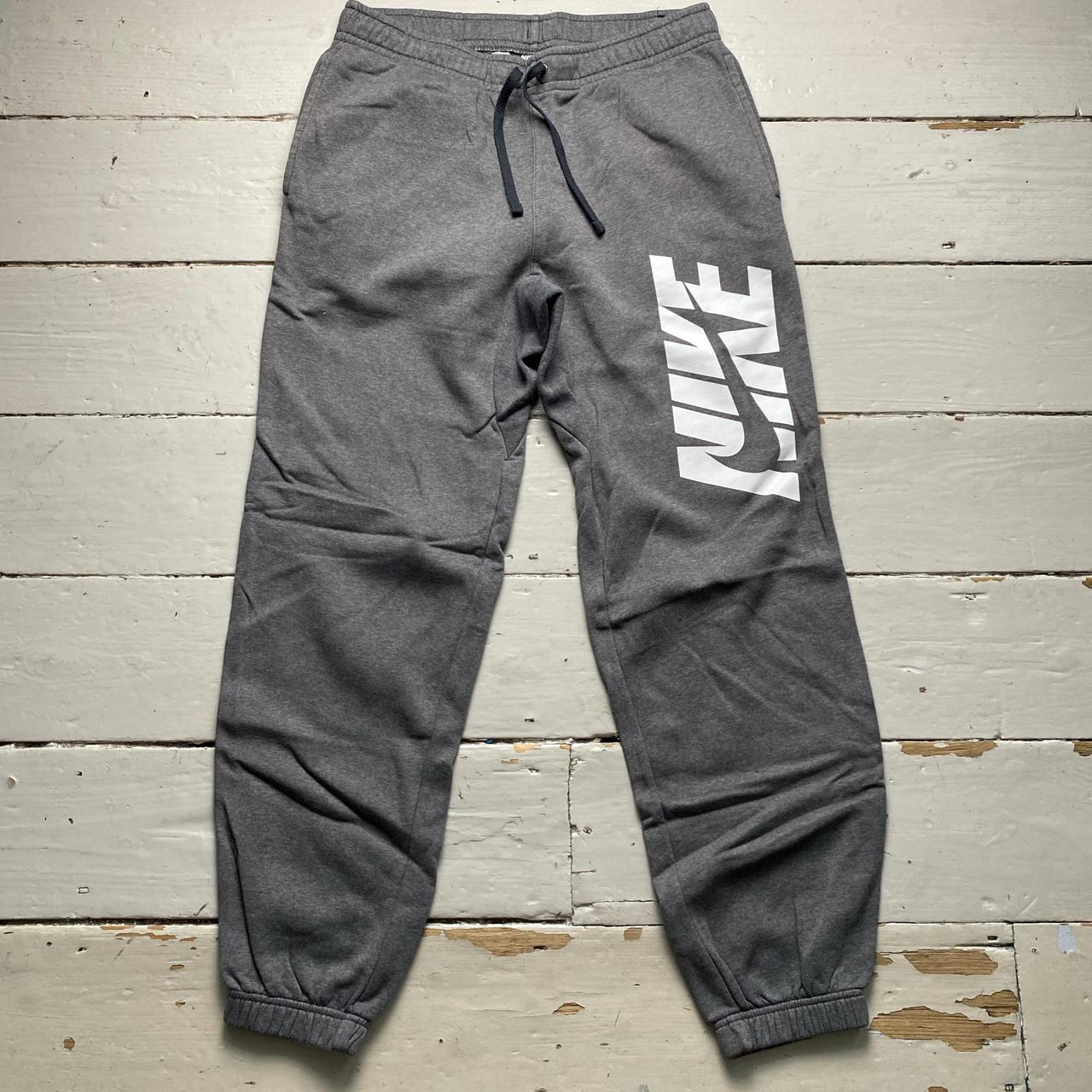 Nike Club Swoosh Spellout Grey and White Joggers