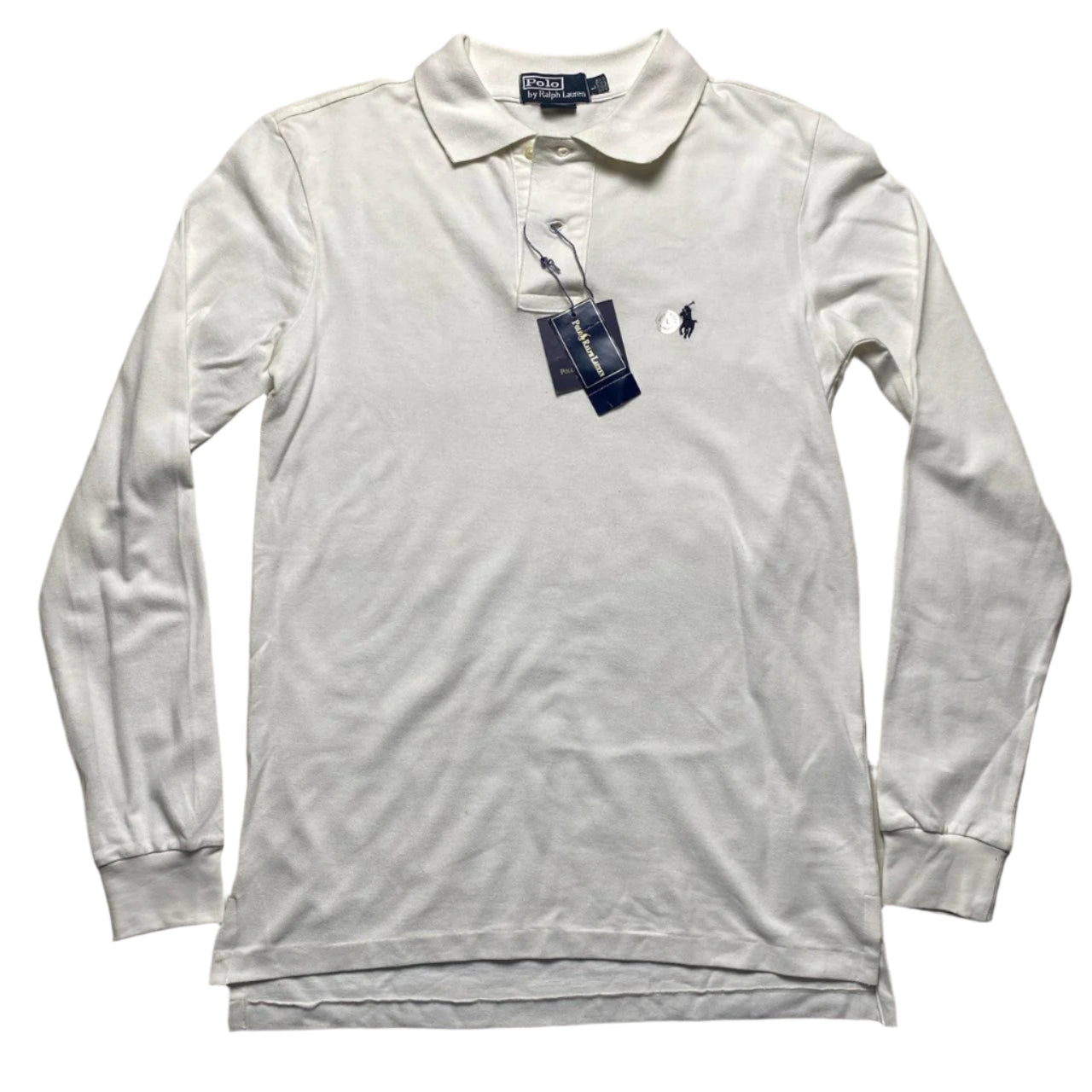 Polo Ralph Lauren White an Blue Long Sleeve Polo Shirt (L)
