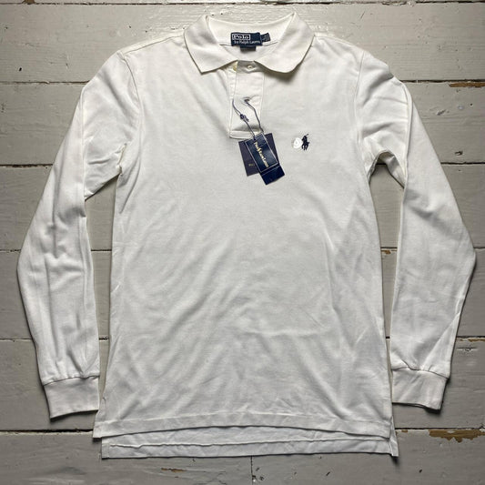 Polo Ralph Lauren White an Blue Long Sleeve Polo Shirt