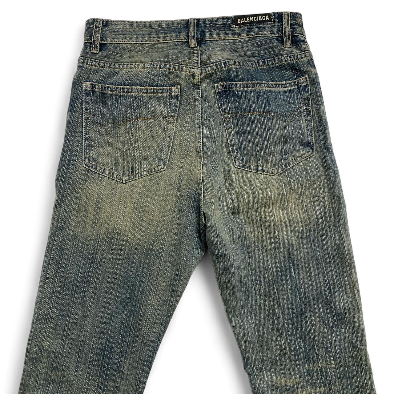 Balenciaga Baggy Flared Unisex Blue Faded Jeans (XS)