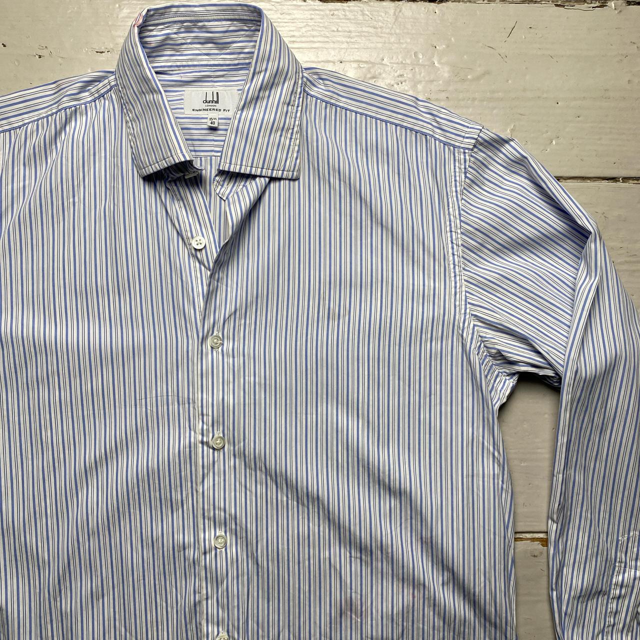 Dunhill Blue and White Pin Stripe Long Sleeve Shirt