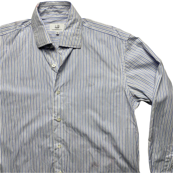 Dunhill Blue and White Pin Stripe Long Sleeve Shirt (M)