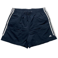 Adidas Navy and White Stripe Shell Shorts (XL)