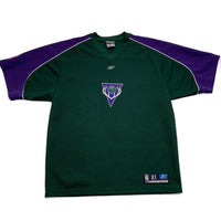 Milwaukee Bucks Vintage Reebok Green and Purple Warm Up Jersey T Shirt (XL)
