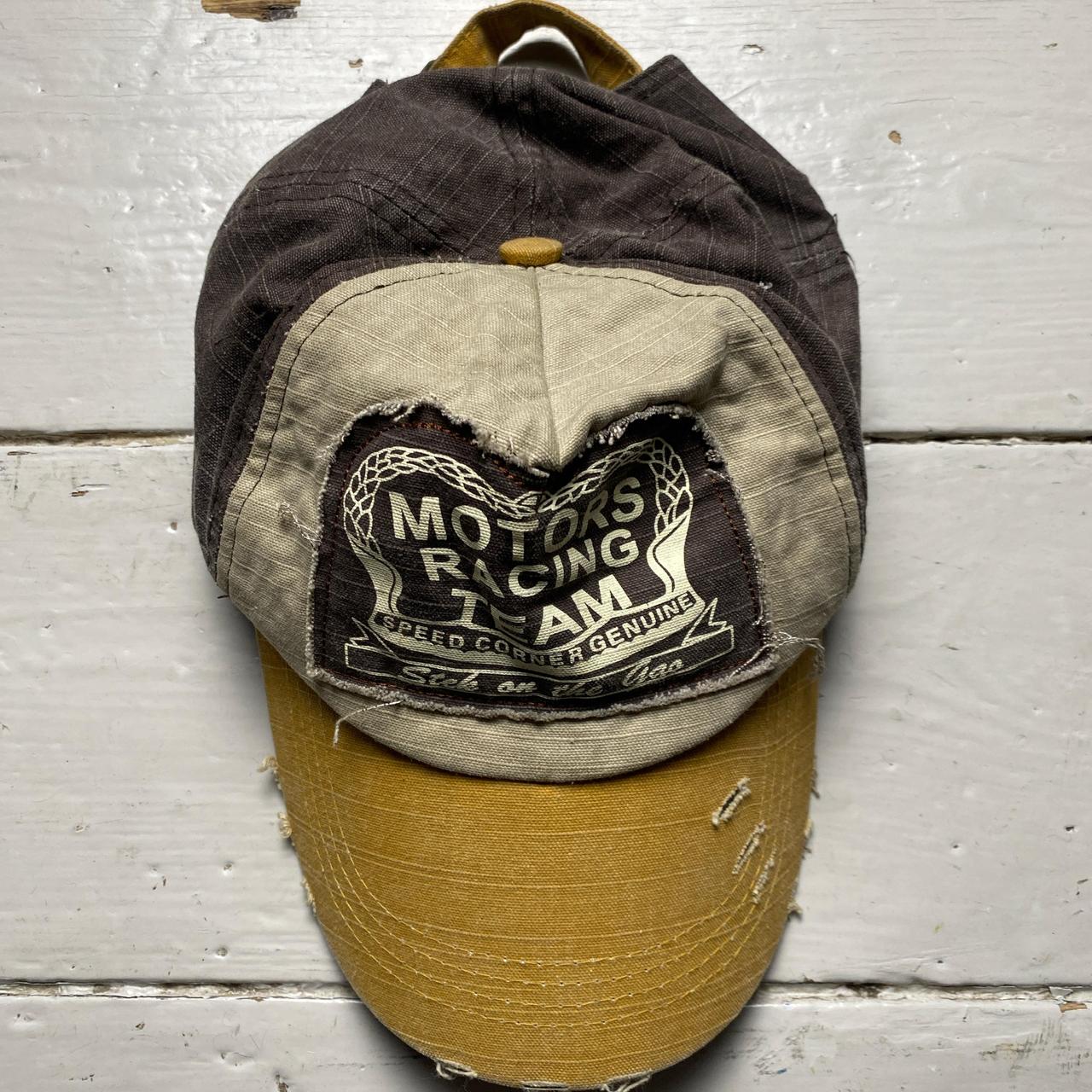 Motors Racing Team Racing Distressed Brown and Tan Cap