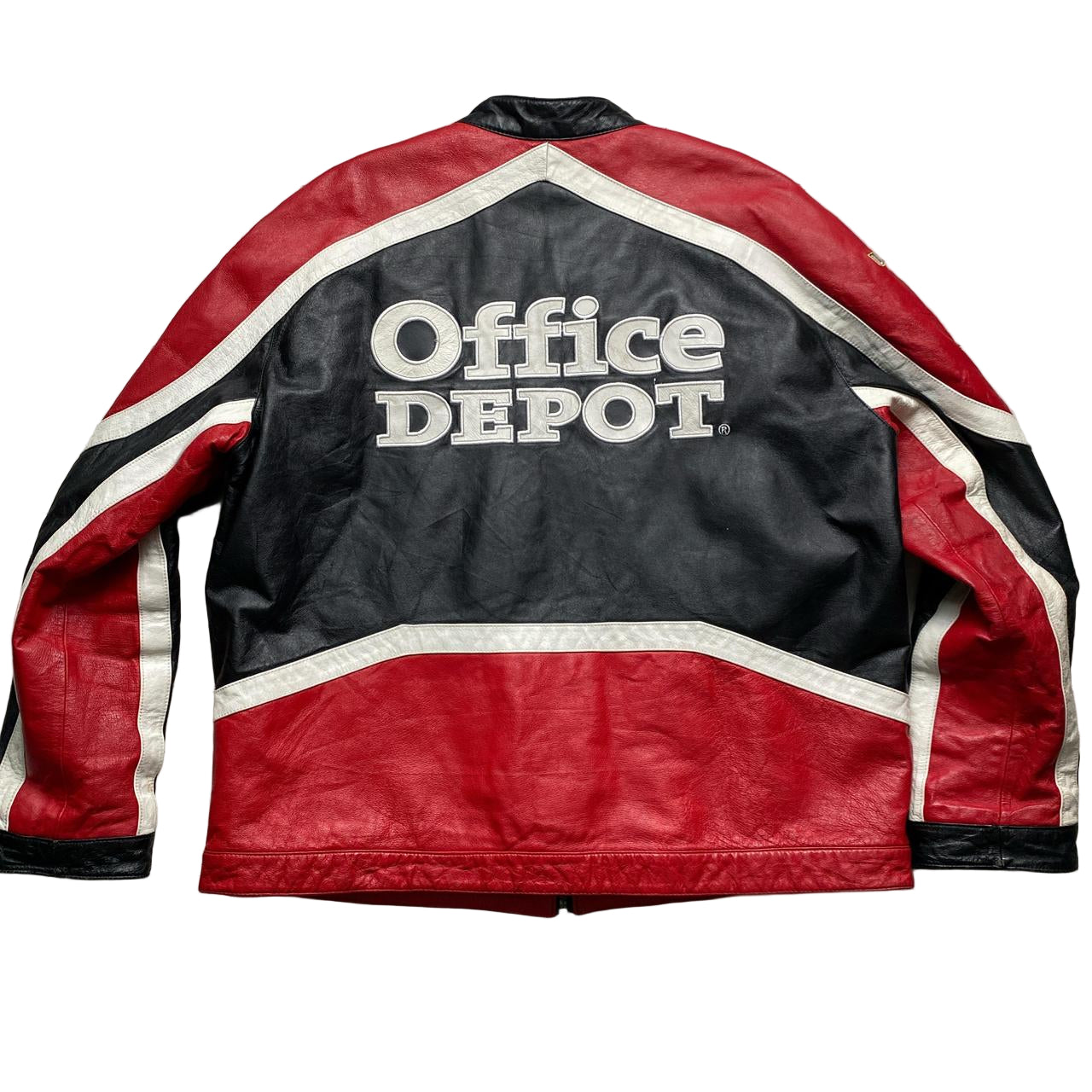 Nascar Tony Stewart 14 Office Depot Black Red and White Vintage Leather Racing Jacket (XL)