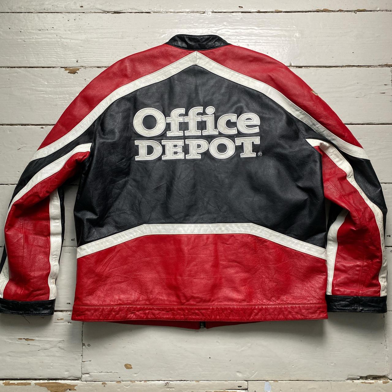 Nascar Tony Stewart 14 Office Depot Black Red and White Vintage Leather Racing Jacket